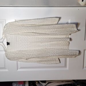 CL3-Rue 21 White M Lightweight Open Front Sweater